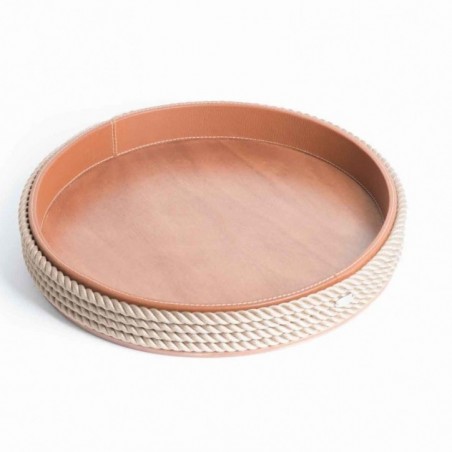 "Marricreo" Plateau rond  beige/marron