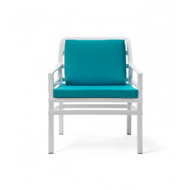 "Nardi" Fauteuil "Aria poltrona" blanc/coussin turquoise