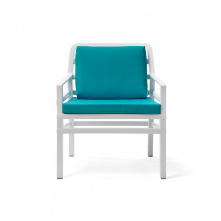 "Nardi" Fauteuil "Aria poltrona" blanc/coussin turquoise