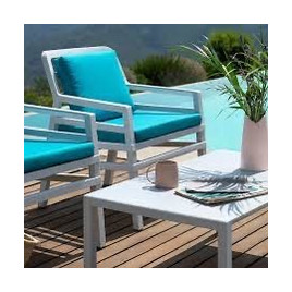 "Nardi" Fauteuil "Aria poltrona" blanc/coussin turquoise