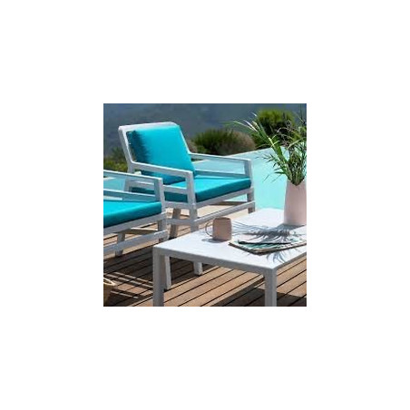 "Nardi" Fauteuil "Aria poltrona" blanc/coussin turquoise