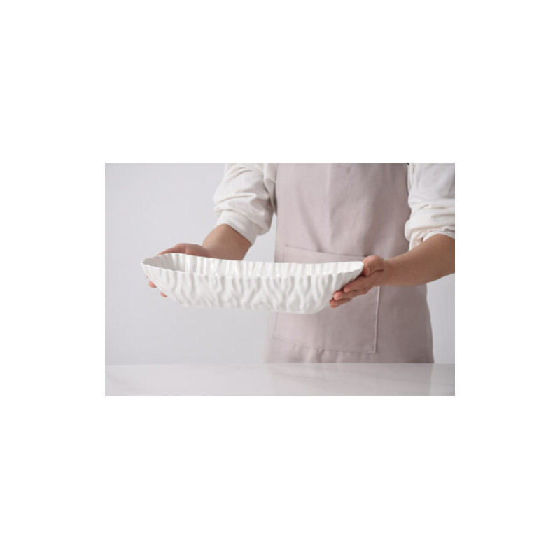 Plat rectangulaire en porcelaine PM "Mascali Bianca"
