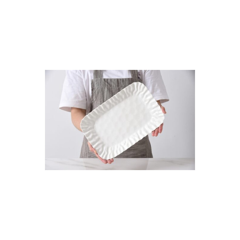 "Pampa Bay" Plat rectangulaire "Deep" S en porcelaine  "Mascali Bianca"