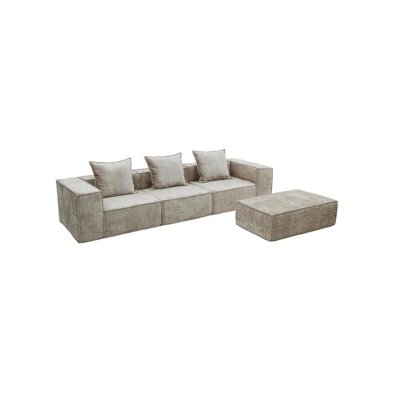 Sofa "Boneless Nomad" 3 places+Ottoman Cream