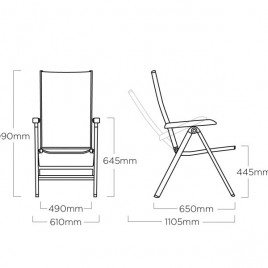 "Kettler" Fauteuil "Granada" Blanc/gris Frais de port compris