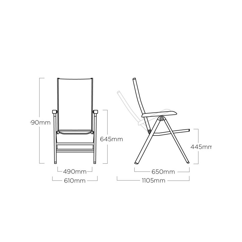 "Kettler" Fauteuil "Granada" Blanc/gris Frais de port compris