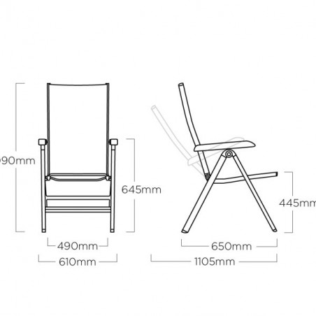 "Kettler" Fauteuil "Granada" Blanc/gris Frais de port compris