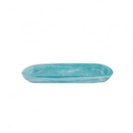 Plat rectangulaire MM turquoise marbrée "Résine Collection"